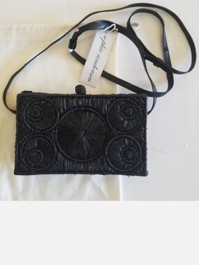 Sophie Anderson Raffia Box Clutch & XBody/Belt Bag, Black, NWT